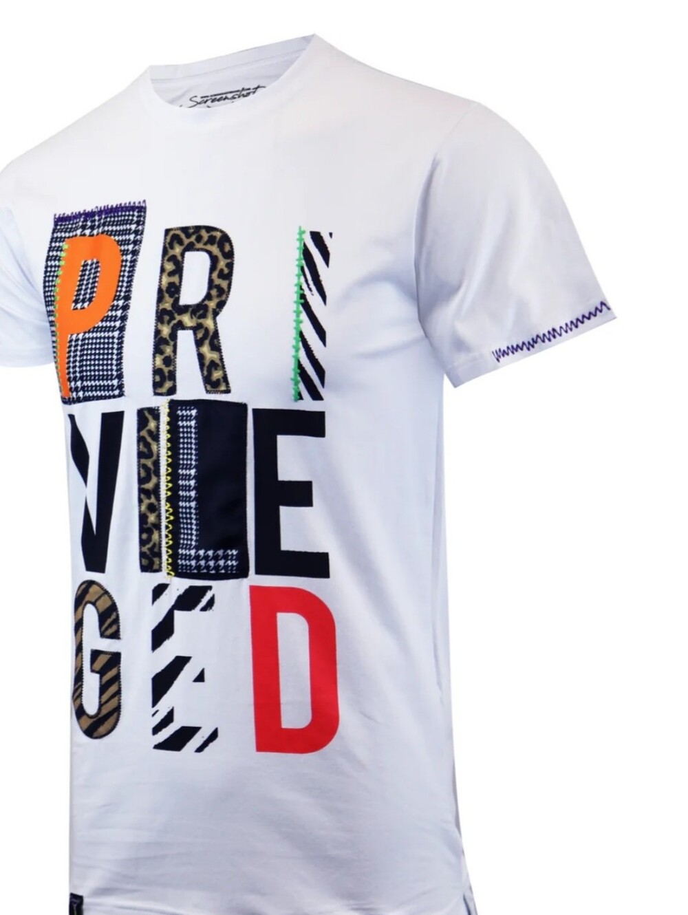 Screenshot Privileged Animal Print Patchwork Men's Crewneck T-Shirt Tee NIP M